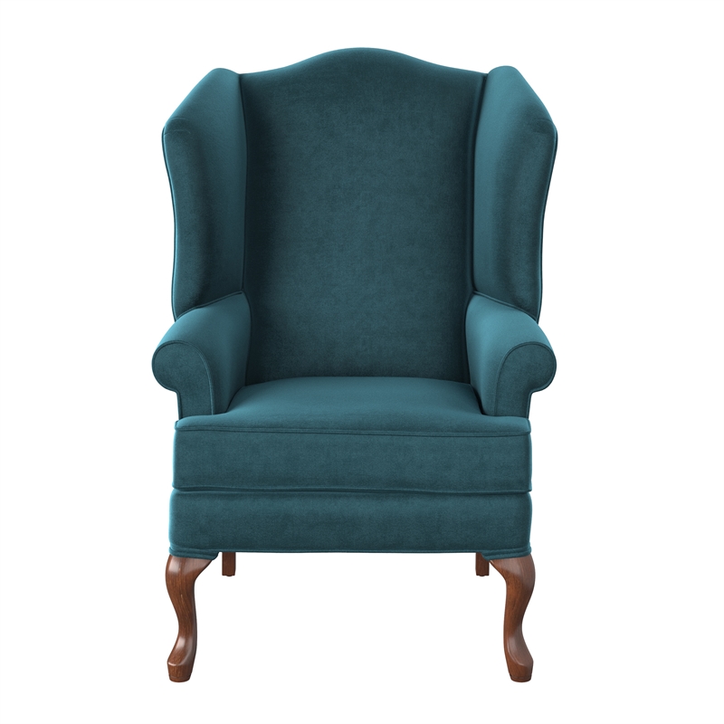 Pemberly Row Contemporary Ocean Blue Microfiber Wingback Chair