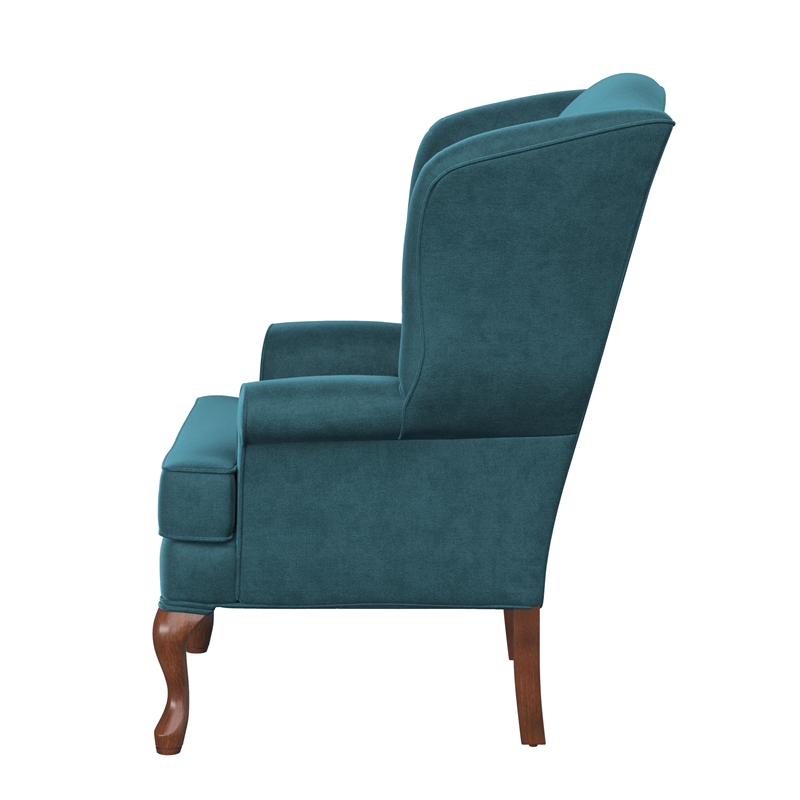 Pemberly Row Contemporary Ocean Blue Microfiber Wingback Chair