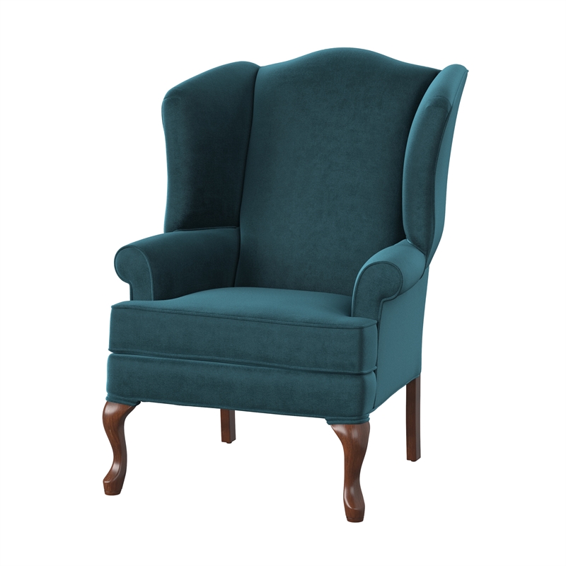 Pemberly Row Contemporary Ocean Blue Microfiber Wingback Chair