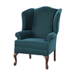 Pemberly Row Contemporary Ocean Blue Microfiber Wingback Chair