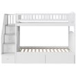 Pemberly Row Wood Staircase Storage Bunk Twin Over Twin in White