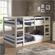 Pemberly Row Modern Low Wood Twin Over Twin Bunk Bed - White
