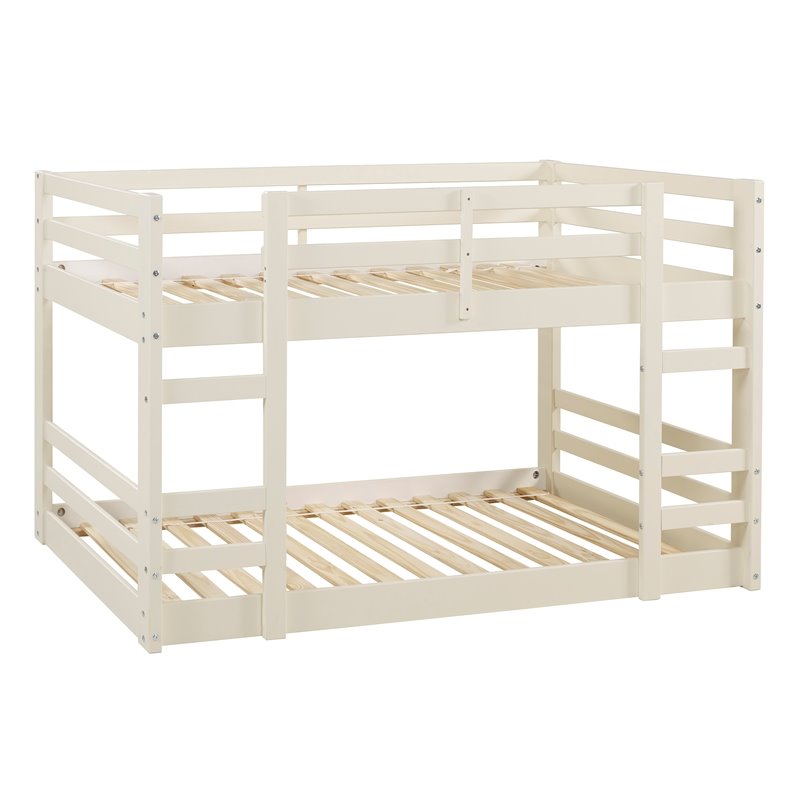 Pemberly Row Modern Low Wood Twin Over Twin Bunk Bed - White