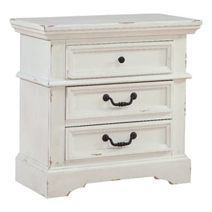 Pemberly Row Contemporary 3-Drawer Antique White Wood Nightstand