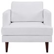 Pemberly Row Polyester Fabric Accent Armchair in White and Walnut