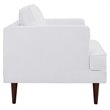 Pemberly Row Polyester Fabric Accent Armchair in White and Walnut