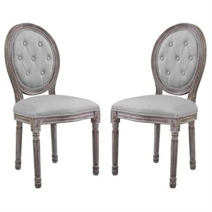 Pemberly Row 19.5&quot Fabric & Wood Dining Side Chair in Light Gray (Set of 2)