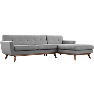 Pemberly Row Right-Facing Upholstered Fabric Sectional Sofa in Beige