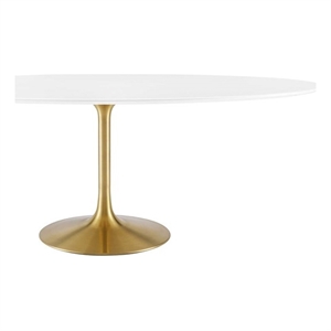 Pemberly Row 78&quot Oval Wood & Metal Dining Table in Gold and White