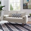 Pemberly Row Modern Fabric Upholstered Loveseat in Walnut/Beige