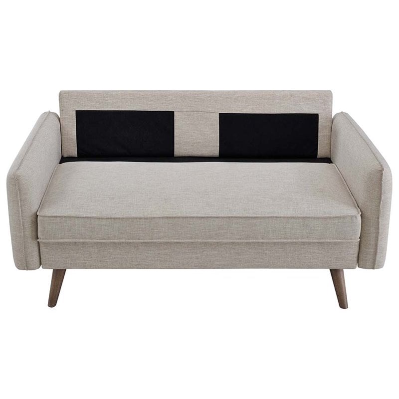 Pemberly Row Modern Fabric Upholstered Loveseat in Walnut/Beige