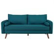 Pemberly Row Modern Fabric Upholstered Sofa in Teal & Walnut