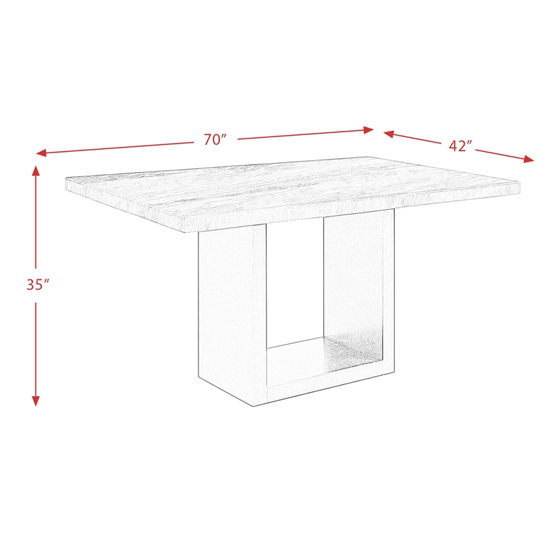 Pemberly Row Modern White Marble Counter Height Dining Table