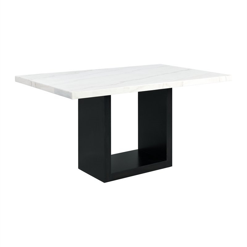 Pemberly Row Modern White Marble Counter Height Dining Table