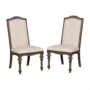 Pemberly Row Fabric Padded Dining Chair in Natural Tone (Set of 2)