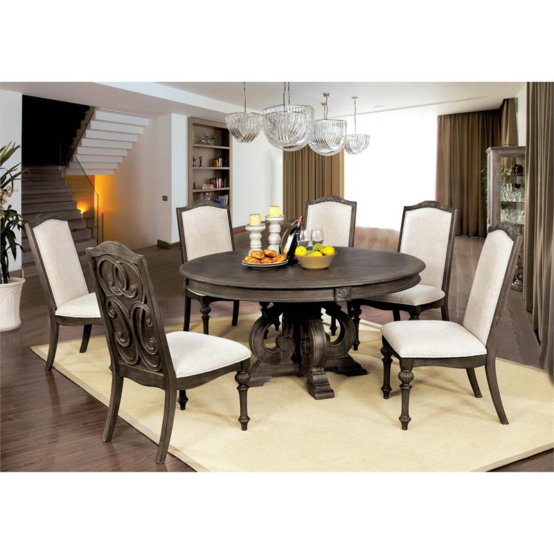 Pemberly Row Fabric Padded Dining Chair in Natural Tone (Set of 2)