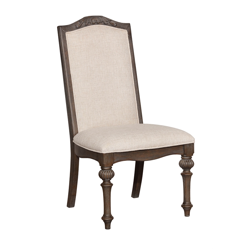 Pemberly Row Fabric Padded Dining Chair in Natural Tone (Set of 2)