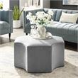 Pemberly Row Modern Linen Fabric Octagon Cocktail Ottoman in Gray