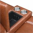 Pemberly Row Caramel Leather Power Loveseat Console Recliner