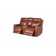 Pemberly Row Caramel Leather Power Loveseat Console Recliner