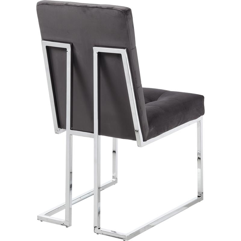 Pemberly Row Contemporary Velvet Dining Chair in Gray (Set of 2)