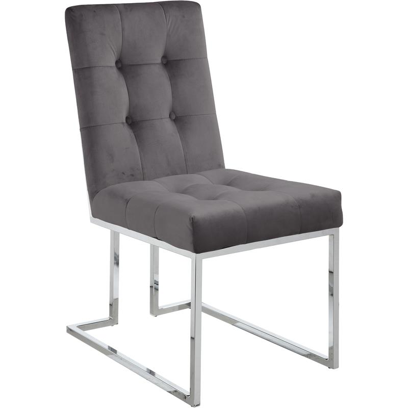 Pemberly Row Contemporary Velvet Dining Chair in Gray (Set of 2)