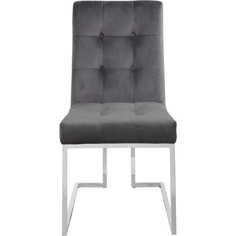 Pemberly Row Contemporary Velvet Dining Chair in Gray (Set of 2)