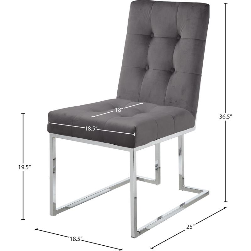 Pemberly Row Contemporary Velvet Dining Chair in Gray (Set of 2)