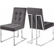 Pemberly Row Contemporary Velvet Dining Chair in Gray (Set of 2)