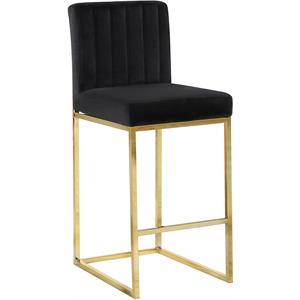 Pemberly Row Contemporary 26&quotH Velvet Counter Stool in Black