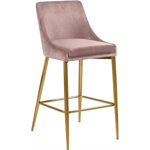 Pemberly Row Modern 27.5&quotH Velvet Counter Stool in Pink (Set of 2)