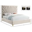 Pemberly Row Contemporary Solid Wood and Velvet Full Bed in Cream