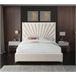 Pemberly Row Contemporary Solid Wood and Velvet Full Bed in Cream