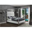 Pemberly Row Modern Solid Wood and Vegan Leather King Bed in White