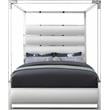 Pemberly Row Modern Solid Wood and Vegan Leather King Bed in White