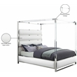 Pemberly Row Modern Solid Wood and Vegan Leather King Bed in White