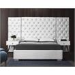 Pemberly Row Contemporary Solid Wood and Velvet King Bed in White