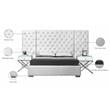 Pemberly Row Contemporary Solid Wood and Velvet King Bed in White