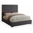 Pemberly Row Modern / Contemporary Metal and Velvet King Bed in Gray