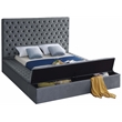 Pemberly Row Modern Solid Wood Tufted Velvet Full Bed in Gray
