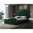 Pemberly Row Contemporary Solid Wood and Velvet King Bed in Green