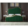 Pemberly Row Contemporary Solid Wood and Velvet King Bed in Green