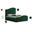 Pemberly Row Contemporary Solid Wood and Velvet King Bed in Green