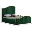 Pemberly Row Contemporary Solid Wood and Velvet King Bed in Green