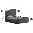 Pemberly Row Contemporary Solid Wood and Velvet Queen Bed in Gray