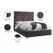 Pemberly Row Contemporary Solid Wood and Velvet Queen Bed in Gray