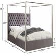 Pemberly Row Modern / Contemporary Tufted Velvet Queen Bed in Gray