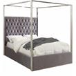 Pemberly Row Modern / Contemporary Tufted Velvet Queen Bed in Gray