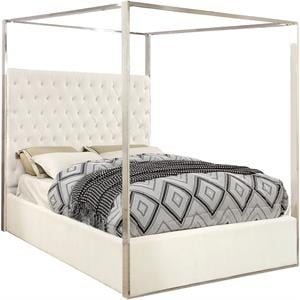 Pemberly Row Modern / Contemporary Tufted Velvet Queen Bed in White