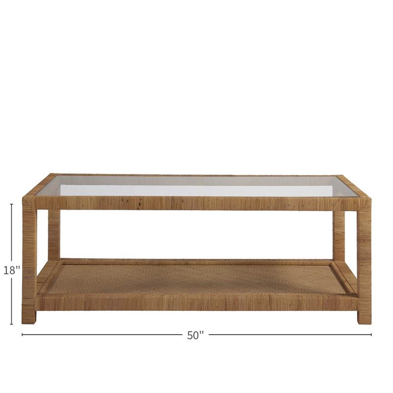 Pemberly Row Modern / Contemporary Brown Rattan Coffee Table